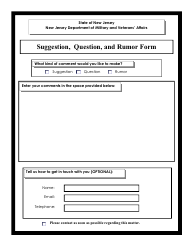 Document preview: Suggestion, Question, and Rumor Form - New Jersey