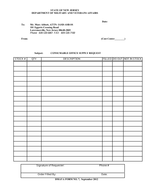 NJDMAVA Form 7  Printable Pdf