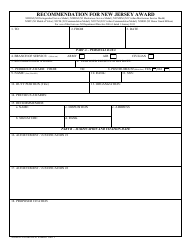 Document preview: NJDMAVA Form 200.61 Recommendation for New Jersey Award - New Jersey
