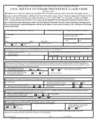 NJDMAVA Form 05A-1 &quot;Civil Service Veterans Preference Claim Form&quot; - New Jersey