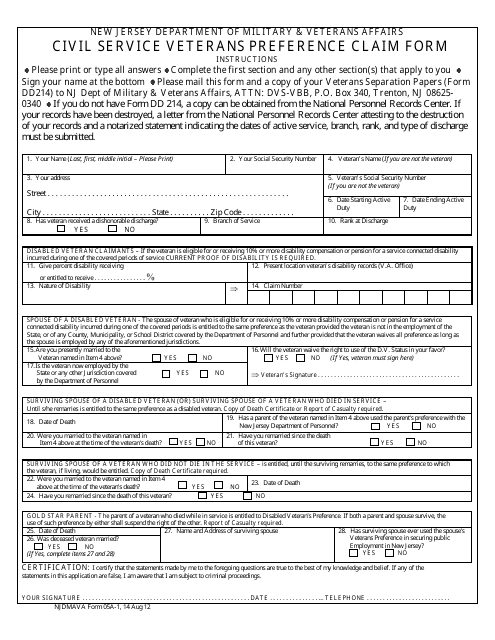NJDMAVA Form 05A-1  Printable Pdf