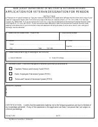 Document preview: NJDMAVA Form 05A-2 Application for Veteran Designation for Pension - New Jersey