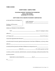 Document preview: Sample Form SI-BOND Surety Bond of Self-insurer of Workers' Compensation - Oklahoma