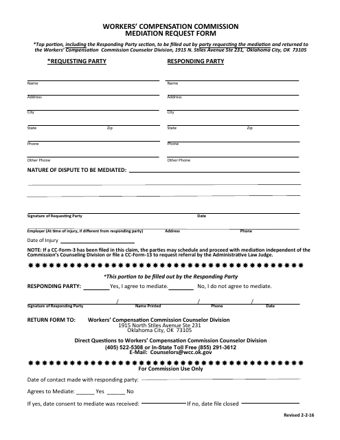 Mediation Request Form - Oklahoma