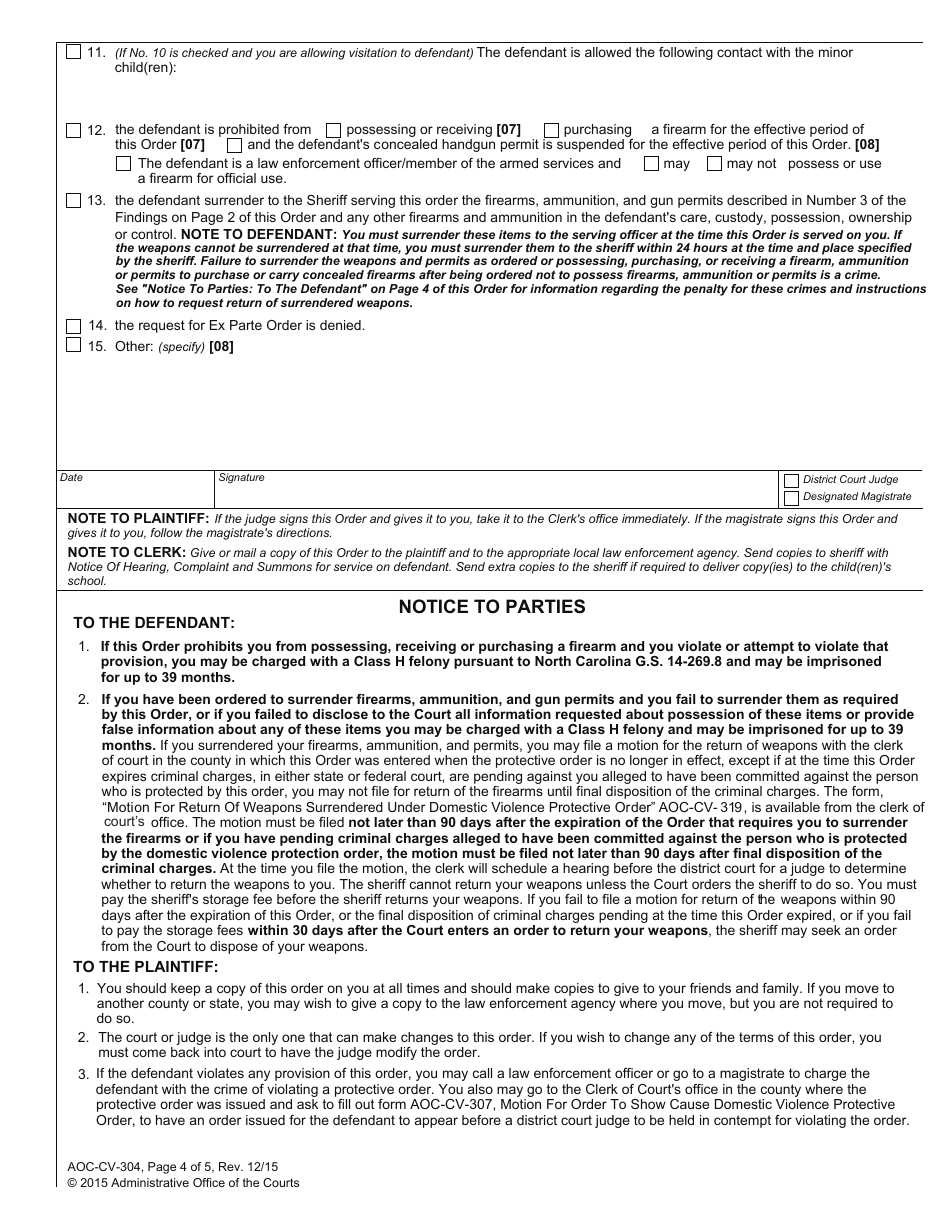 Form AOC-CV-304 - Fill Out, Sign Online and Download Fillable PDF ...