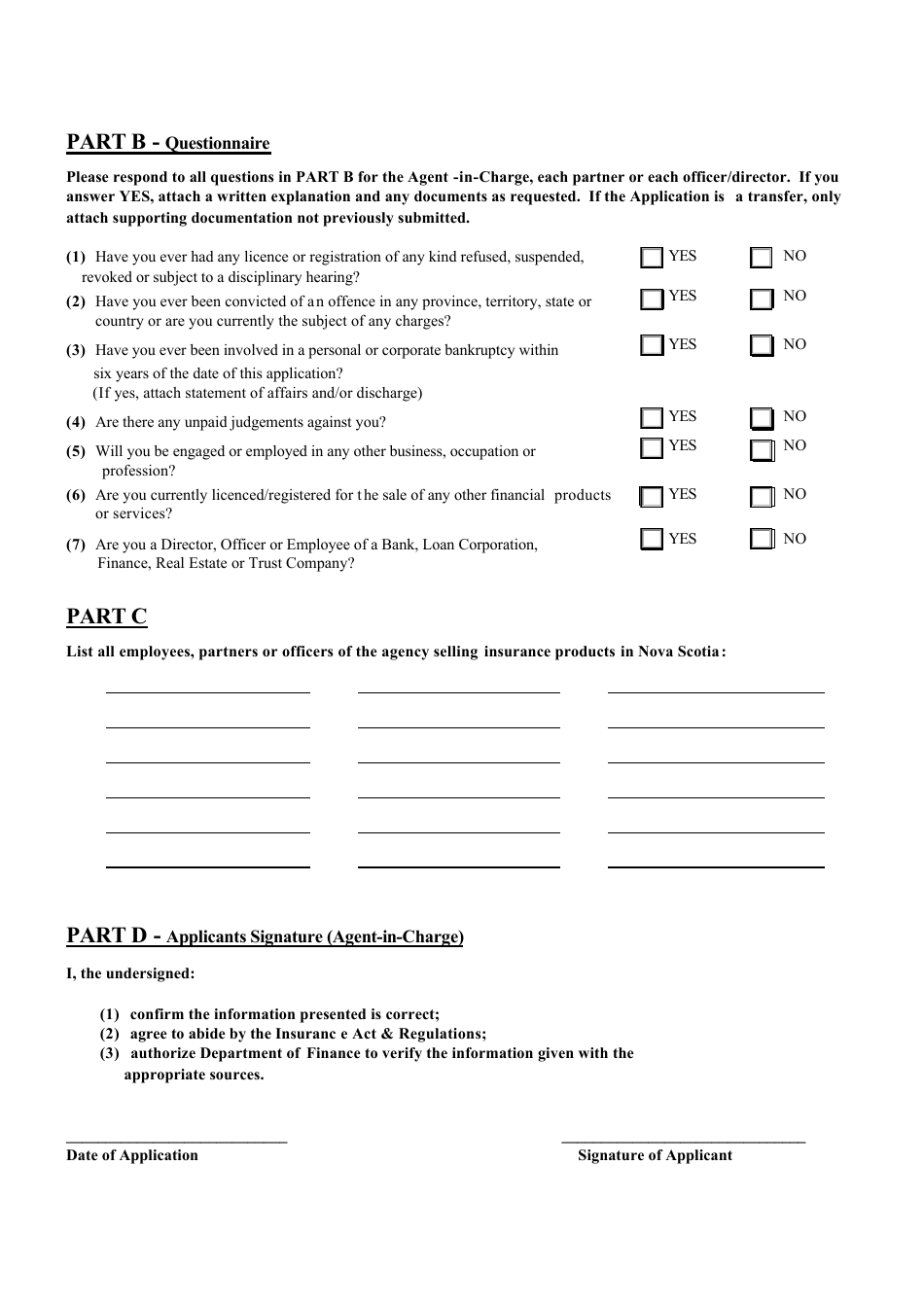 Corporate Insurance Licence Application - Nova Scotia, Canada, Page 4