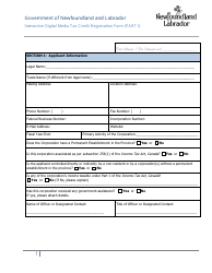 Document preview: Interactive Digital Media Tax Credit Registration Application (Part I) - Newfoundland and Labrador, Canada