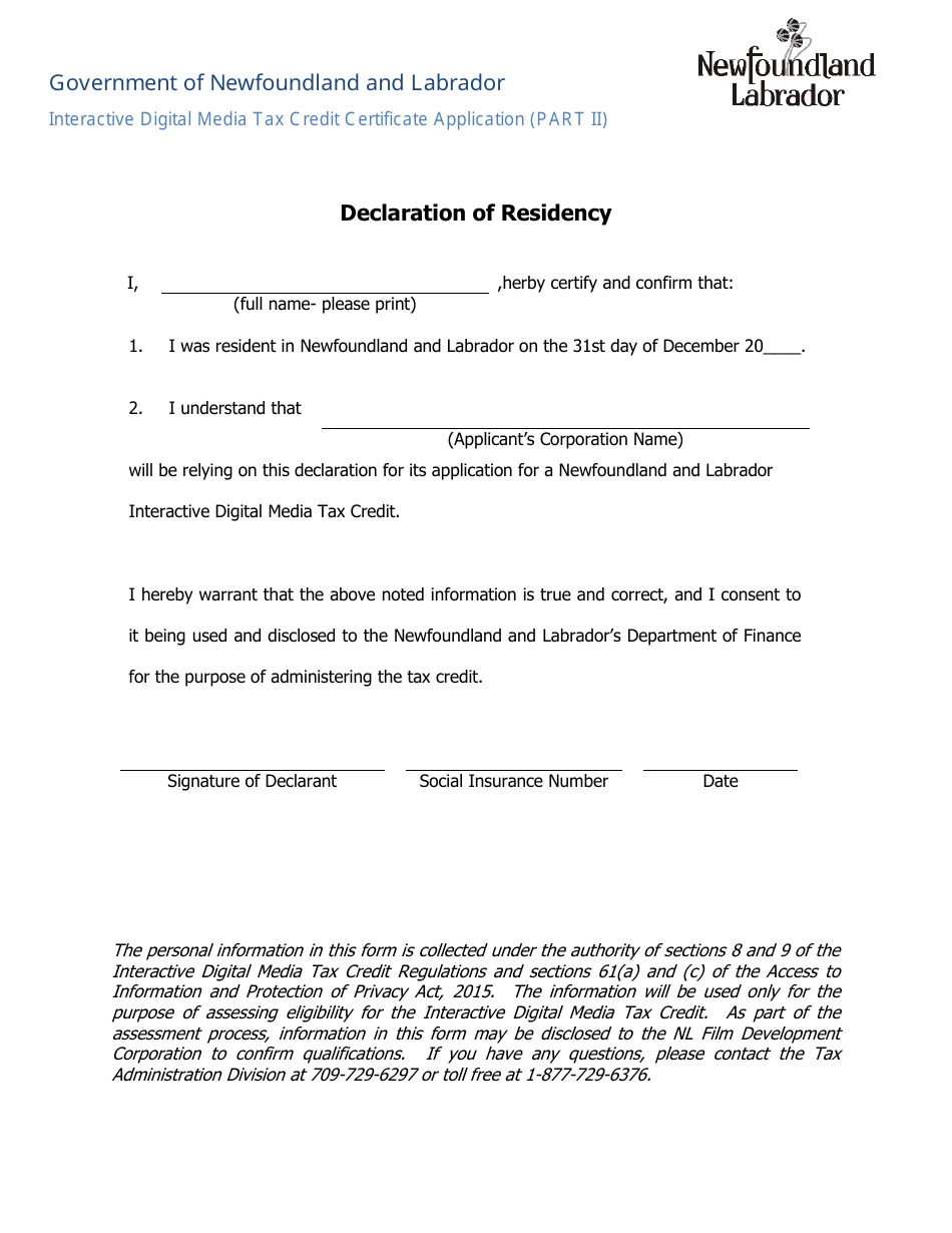 Interactive Digital Media Tax Credit Certification Application (Part II) - Newfoundland and Labrador, Canada, Page 11