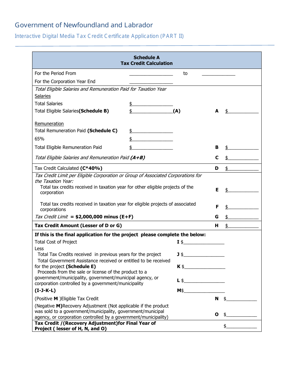 Interactive Digital Media Tax Credit Certification Application (Part II) - Newfoundland and Labrador, Canada, Page 5