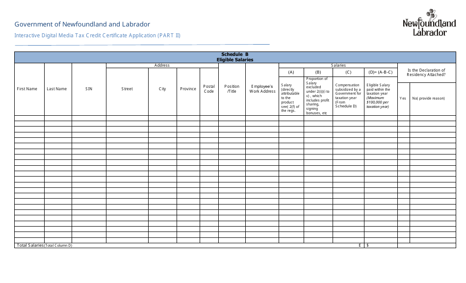 Interactive Digital Media Tax Credit Certification Application (Part II) - Newfoundland and Labrador, Canada, Page 6