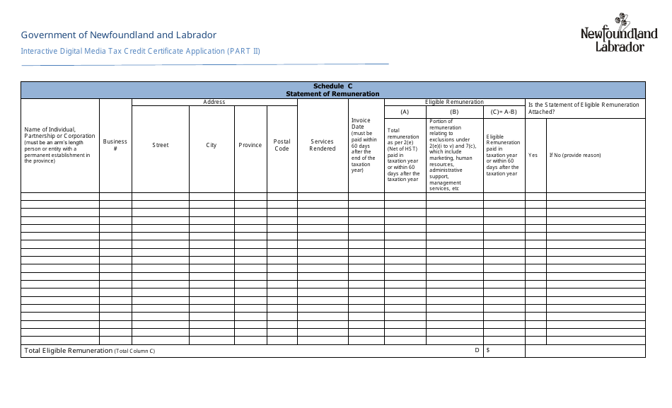 Interactive Digital Media Tax Credit Certification Application (Part II) - Newfoundland and Labrador, Canada, Page 7