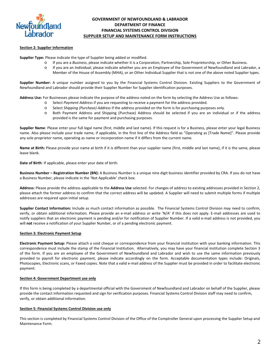 Form OCG337 Supplier Setup and Maintenance Form - Newfoundland and Labrador, Canada, Page 3