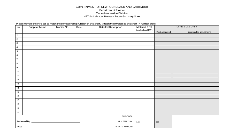 Application for a Sales Tax Rebate on Building Materials for Homes in Labrador - Newfoundland and Labrador, Canada, Page 3