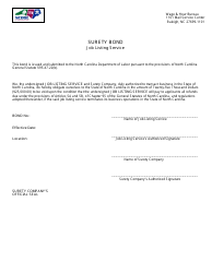 Document preview: Surety Bond Job Listing Service - North Carolina