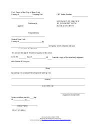 Document preview: Form CIV-LT-47 Affidavit of Service of Judgment With Notice of Entry - New York City