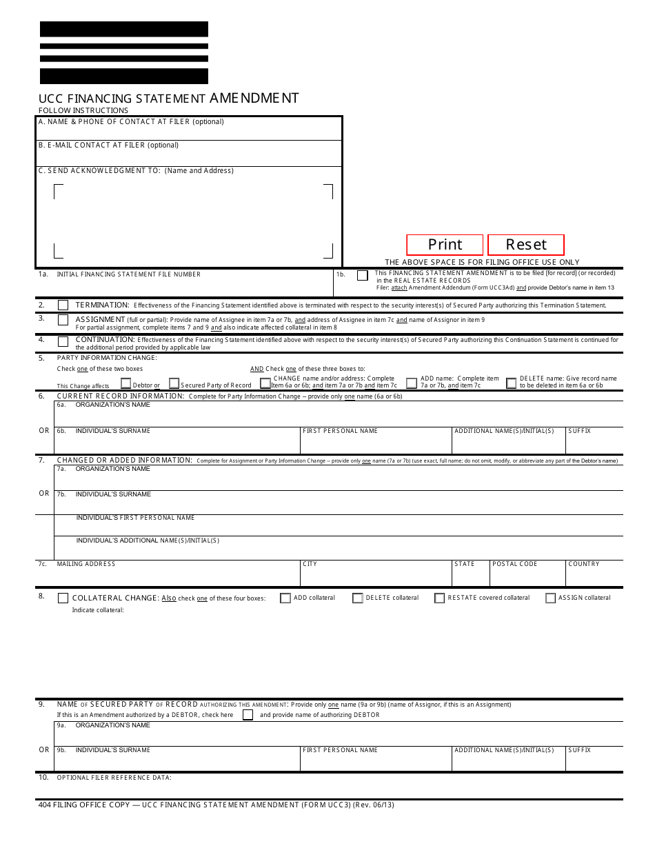 Form Ucc Fillable Printable Forms Free Online