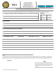 Form EFS-1 &quot;Farm Products Financing Statement Standard Form&quot; - Oregon