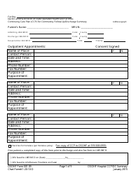 DSOHF Form 001-09 &quot;Continuing Care Plan/Discharge Summary&quot; - North Carolina