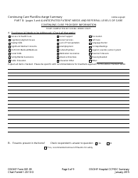 DSOHF Form 001-09 Continuing Care Plan/Discharge Summary - North Carolina, Page 3