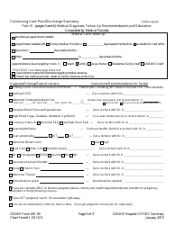 DSOHF Form 001-09 Continuing Care Plan/Discharge Summary - North Carolina, Page 6