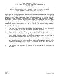 Form OCC-24 Firefighter Respirator Medical Evaluation Questionnaire - New Jersey, Page 11