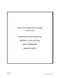 Form OCC-24 Firefighter Respirator Medical Evaluation Questionnaire - New Jersey
