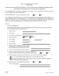 Form OCC-24 Firefighter Respirator Medical Evaluation Questionnaire - New Jersey, Page 2