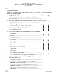 Form OCC-24 Firefighter Respirator Medical Evaluation Questionnaire - New Jersey, Page 3