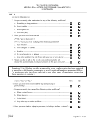 Form OCC-24 Firefighter Respirator Medical Evaluation Questionnaire - New Jersey, Page 5