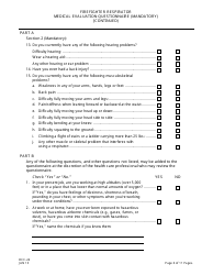 Form OCC-24 Firefighter Respirator Medical Evaluation Questionnaire - New Jersey, Page 6