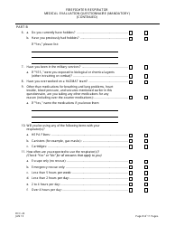 Form OCC-24 Firefighter Respirator Medical Evaluation Questionnaire - New Jersey, Page 8