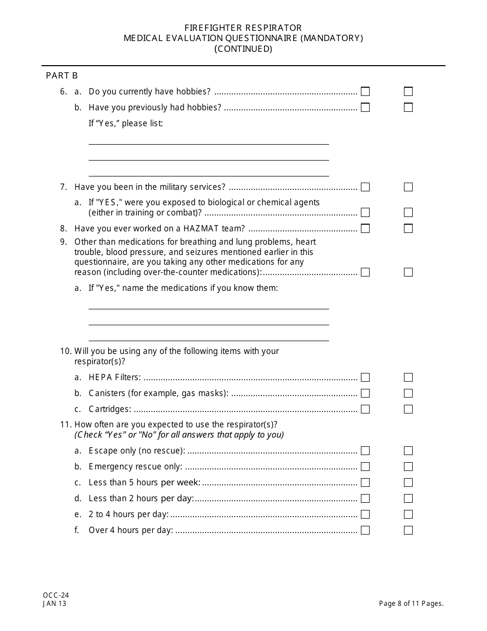 Form OCC-24 Download Printable PDF or Fill Online Firefighter ...