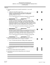 Form OCC-24 Firefighter Respirator Medical Evaluation Questionnaire - New Jersey, Page 9