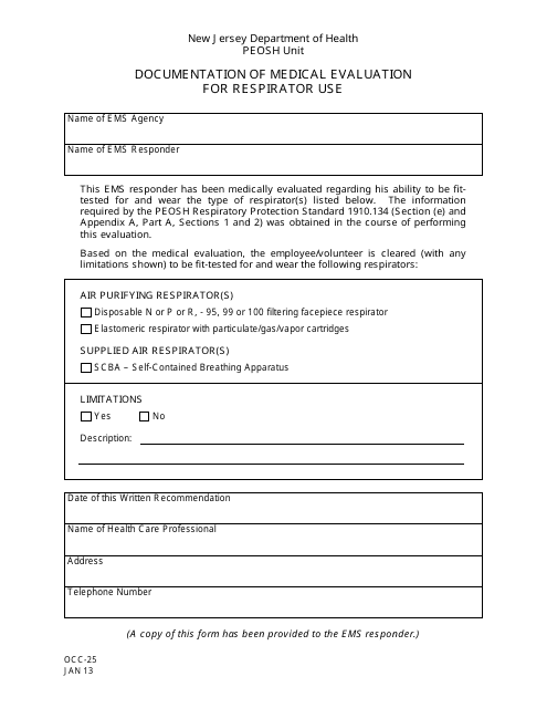 Form OCC-25  Printable Pdf