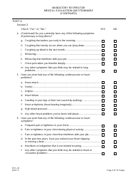 Form OCC-23 Peosh Mandatory Respirator Medical Evaluation Questionnaire - New Jersey, Page 4