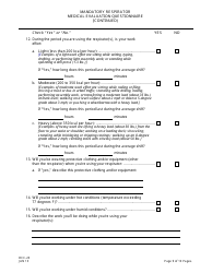 Form OCC-23 Peosh Mandatory Respirator Medical Evaluation Questionnaire - New Jersey, Page 9