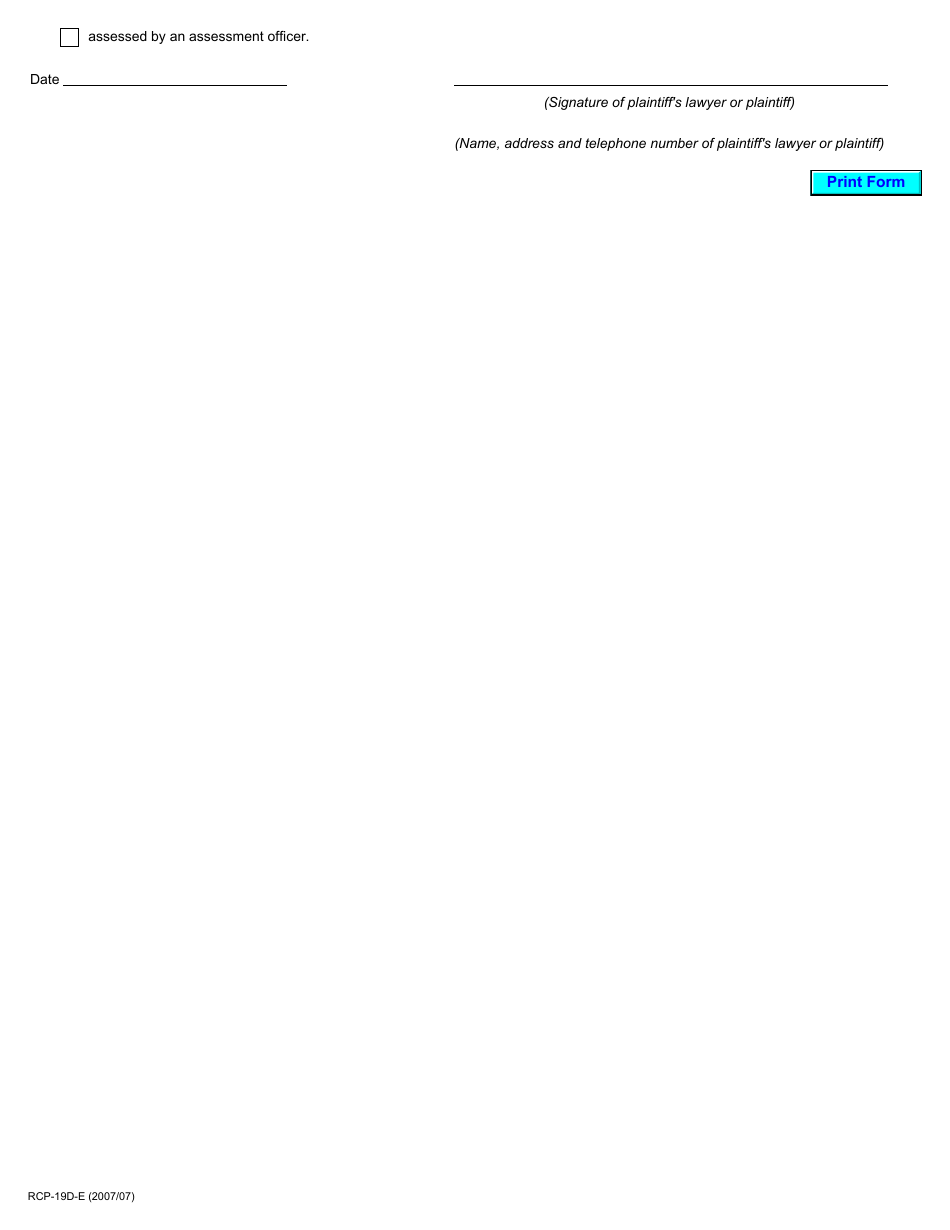 Form 19D Requisition for Default Judgment - Ontario, Canada, Page 3