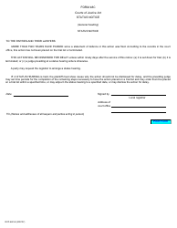 Document preview: Form 48C Status Notice - Ontario, Canada