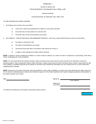 Document preview: Form 48C.1 Status Notice: Action Not on a Trial List - Ontario, Canada