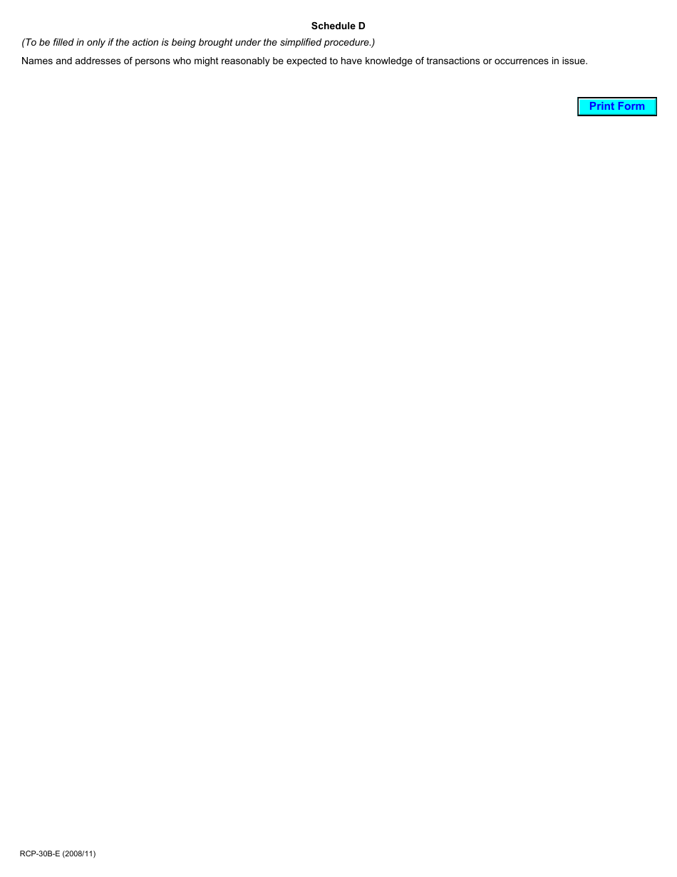 Form 30B Affidavit of Documents - Ontario, Canada, Page 2