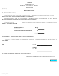 Document preview: Form 53A Summons to Witness (At Hearing) - Ontario, Canada