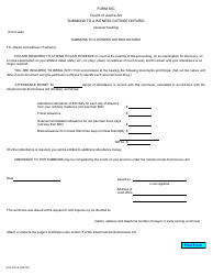 Document preview: Form 53C Summons to a Witness Outside Ontario - Ontario, Canada