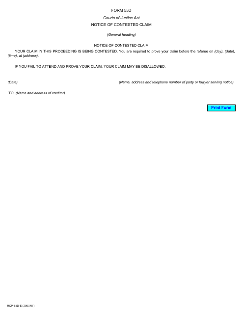 Form 55D  Printable Pdf