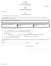 Document preview: Form 60A Writ of Seizure and Sale - Ontario, Canada