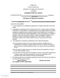 Document preview: Form 74.6 Affidavit of Service of Notice (Certificate of Appointment of Estate Trustee With a Will) - Ontario, Canada