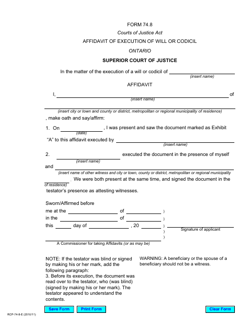 Form 74.8  Printable Pdf