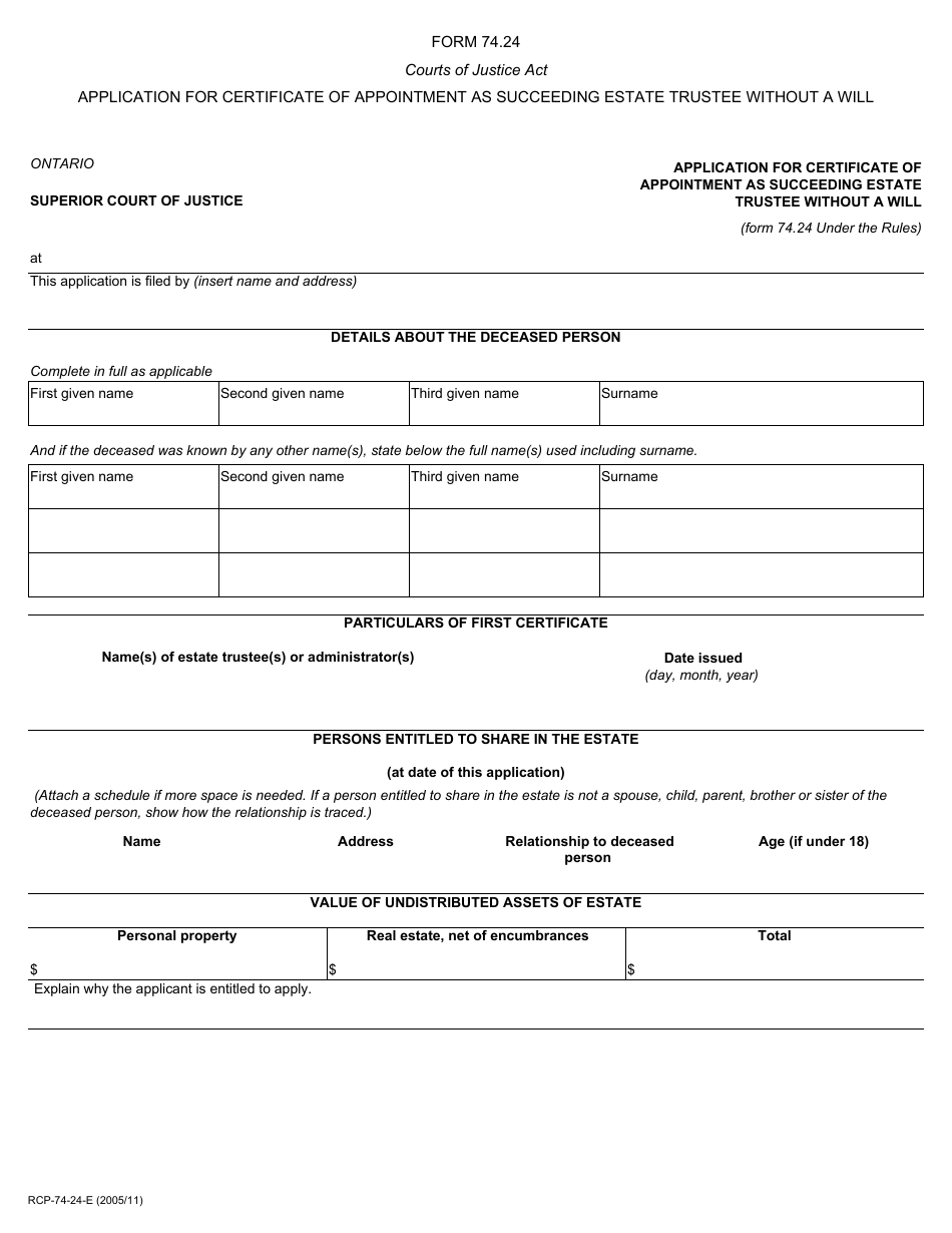 Form 74.24 Fill Out, Sign Online and Download Printable PDF, Ontario Canada Templateroller Form 74.24 Fill Out, Sign Online and Download Printable PDF, Ontario Canada Templateroller