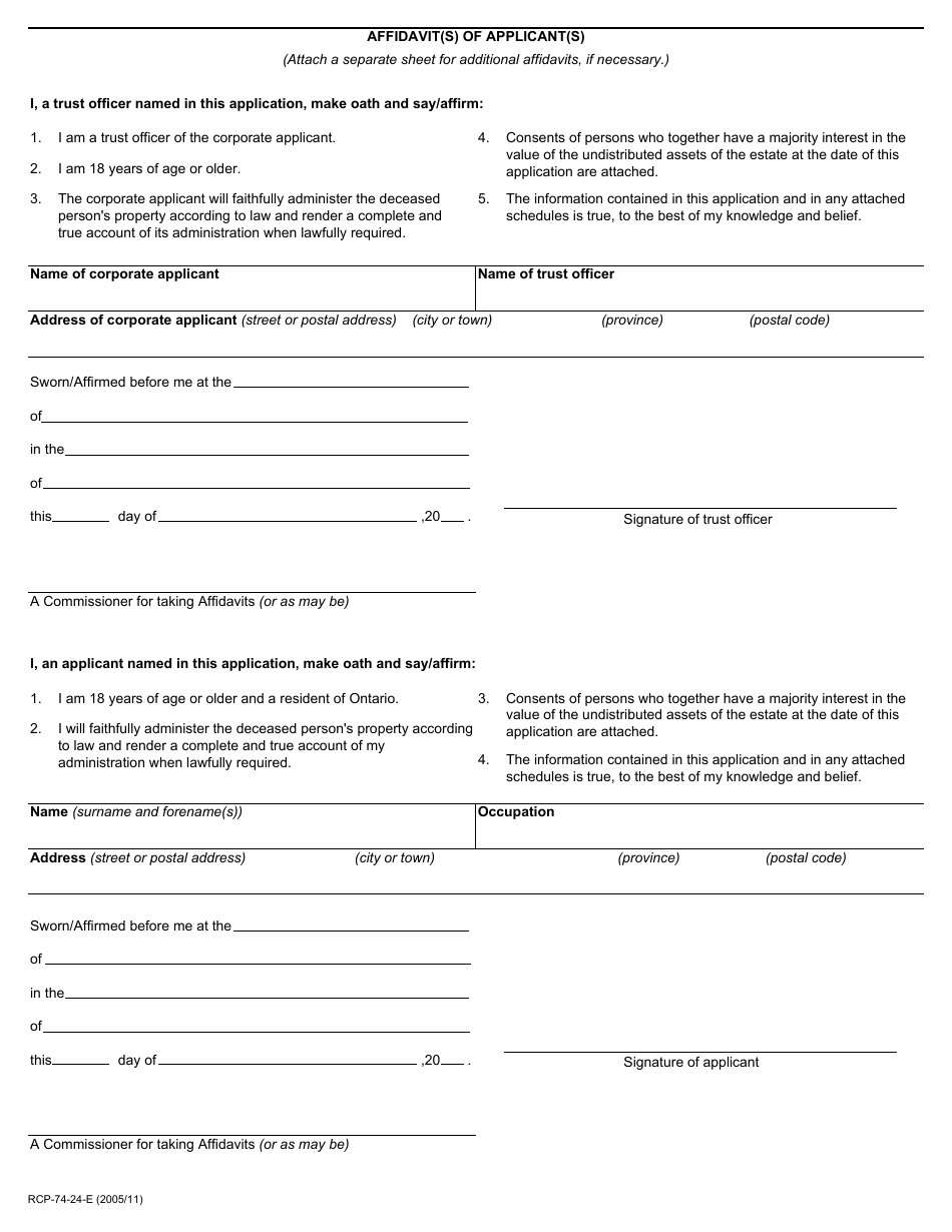 Form 74.24 - Fill Out, Sign Online and Download Printable PDF, Ontario ...