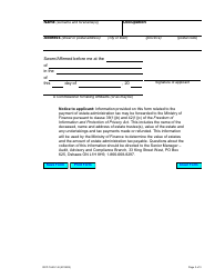 Form 74.20.1 Application for Certificate of Appointment of a Foreign Estate Trustee&#039;s Nominee as Estate Trustee Without a Will - Canada, Page 3