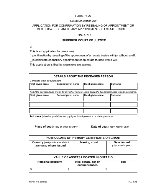 Form 74.27  Printable Pdf